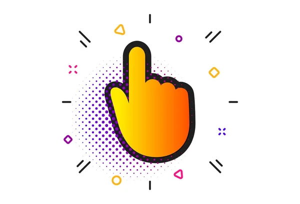 Finger Touch Sign Halftone Circles Pattern Hand Click Icon Cursor — Stock Vector