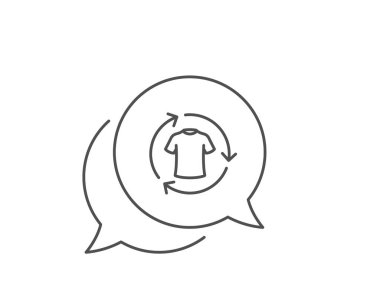 Kıyafet çizgisi simgesini değiştir. Sohbet balonu tasarımı. Gömlek işareti. Giysi tişörtü sembolü. Taslak konsepti. İnce çizgi kıyafet ikonu. Vektör