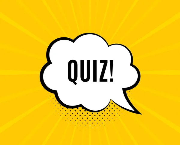 Quiz symbol. Chat speech bubble. Answer question sign. Examination test. Yellow vector banner with bubble. Quiz text. Chat badge. Colorful background. Vector