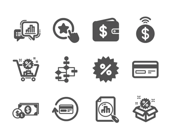 Conjunto Iconos Finanzas Como Venta Billetera Dólar Gráfico Análisis Comisión — Vector de stock