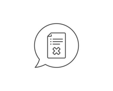 Dosya satırı simgesini reddet. Sohbet balonu tasarımı. Belge işaretini reddet. Dosyayı sil. Taslak konsepti. İnce satır reddet dosya simgesi. Vektör