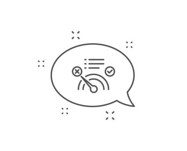 Bant genişliği metre satır simgesini reddet. Sohbet balonu tasarımı. İnternet işareti yok. Hız göstergesi sembolü. Taslak konsepti. İnce çizgi, internet simgesi yok. Vektör