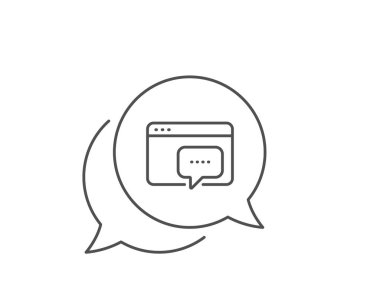 Seo mesaj çizgisi simgesi. Sohbet balonu tasarımı. İnternet sohbet tabelası. Trafik yönetimi sembolü. Taslak konsepti. İnce çizgi seo mesaj simgesi. Vektör