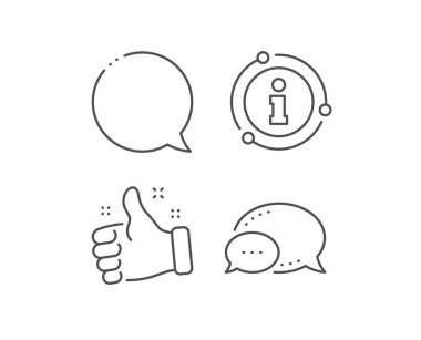 Konuşma kabarcık satır simgesi. Sohbet balonu, bilgi işareti öğeleri. Sohbet işareti. Sosyal medya mesaj sembolü. Doğrusal konuşma balonu anahat simgesi. Bilgi balonu. Vektör