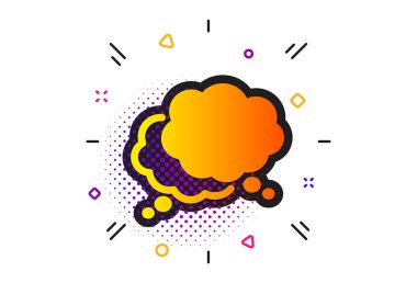 Sohbet tabelası. Yarım tonlu daireler çiziyor. Komik konuşma balonu ikonu. Sosyal medya mesaj sembolü. Klasik düz konuşma balonu ikonu. Vektör