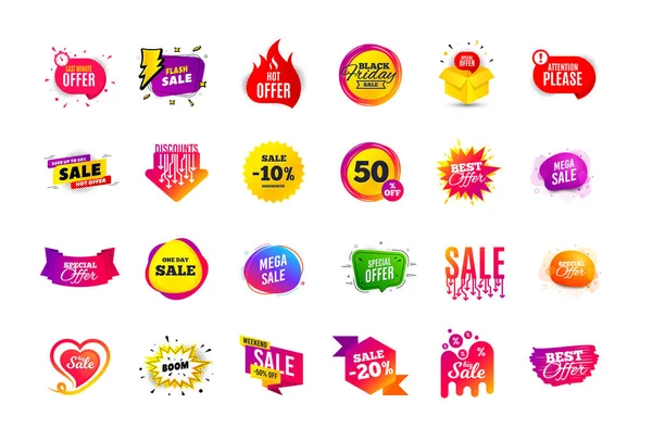 Sale Banner Badge Special Offer Discount Tags Coupon Shape Templates — Stock Vector