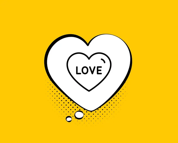 Love Line Icon Comic Speech Bubble Sweet Heart Sign Valentine — Stock Vector