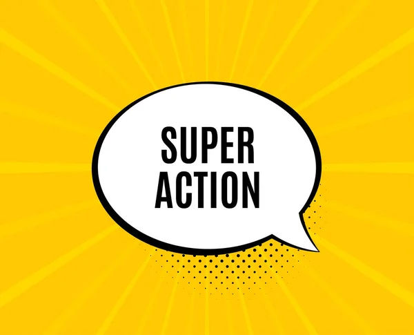 Superaktionssymbol Chat Sprechblase Sonderangebot Preisschild Werberabatt Symbol Gelbes Vektorbanner Mit — Stockvektor