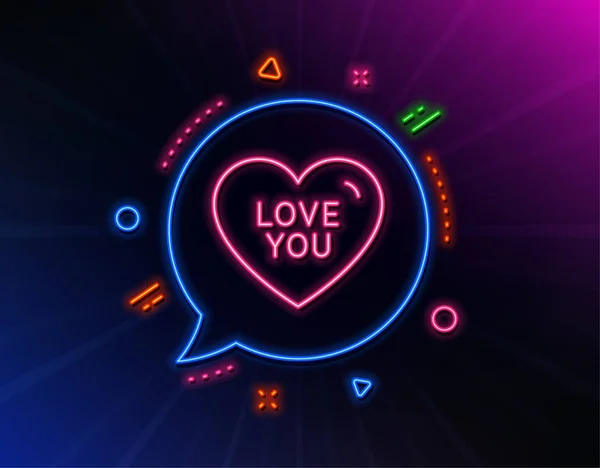 Love You Line Icon Неоновые Лазерные Лампы Милый Знак Сердца — стоковый вектор