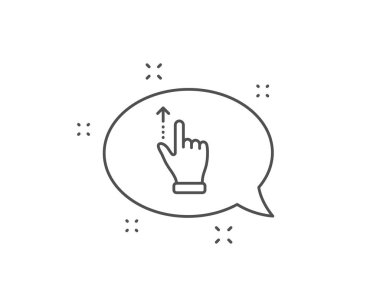 Dokunmatik ekran jest çizgisi simgesi. Sohbet balonu tasarımı. Ok işaretini yukarı kaydır. Eylem simgesini kaydır. Taslak konsepti. İnce çizgi dokunmatik jest ikonu. Vektör