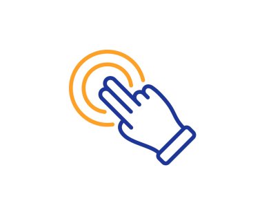 Click hand sign. Touchscreen gesture line icon. Push action symbol. Colorful outline concept. Blue and orange thin line touchscreen gesture icon. Vector clipart