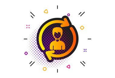 Kullanıcı Profili işareti. Yarım tonlu daireler çiziyor. İnsan Kaynakları ikonu. Erkek silueti sembolü. Yenile ya da Güncelle işareti. Klasik yassı insan kaynakları ikonu. Vektör