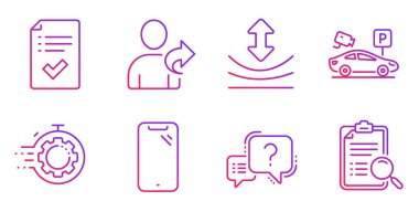 Soru işareti, park güvenliği ve onaylanmış kontrol listesi simgeleri ayarlandı