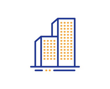 Gökdelen binaları satır simgesi. Şehir mimarisi işareti. Kasaba. Ve