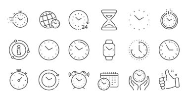 Zaman ve saat çizgisi simgeleri. Zamanlayıcı, Alarm ve Akıllı. Doğrusal s