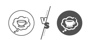 Kahve fincanı çizgi simgesi. Sıcak kapuçino işareti. Konuşma balonu. Vektör