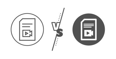 Video satırı simgesine sahip belge. Vlog Dosya işareti. Vektör