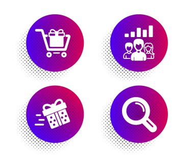 Mevcut teslimat, takım çalışması sonuçları ve alışveriş arabası simgeleri. 