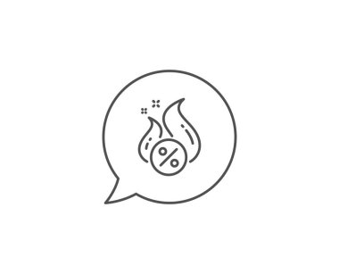 Kredi yüzdesi satır simgesi. Sıcak indirim işareti. Vektör