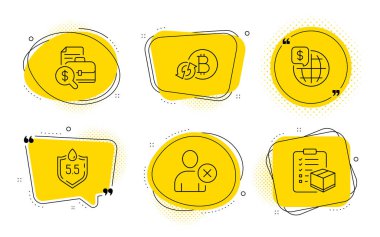 Muhasebe raporu, dünya parası ve bitcoin ikonları ayarlandı. Ve