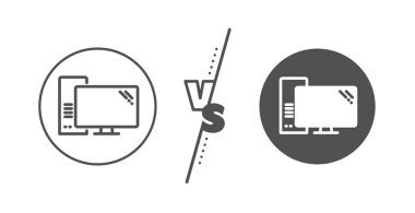 Bilgisayar satırı simgesi. Pc bileşen işareti. Case ile izleyin. Vektör