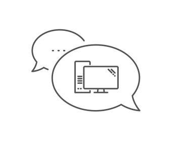 Bilgisayar satırı simgesi. Pc bileşen işareti. Case ile izleyin. Vektör