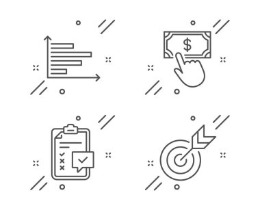 Kontrol listesi, Yatay Çizelge ve Ödeme tıklama simgeleri ayarlandı. Hedef 