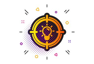 Fikir simgesi. Hedef işaretinde ampul veya Lamba. Vektör