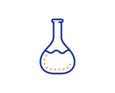 Kimya laboratuvar satır simgesi. Laboratuvar şişesi işareti. Analysis. Vektör