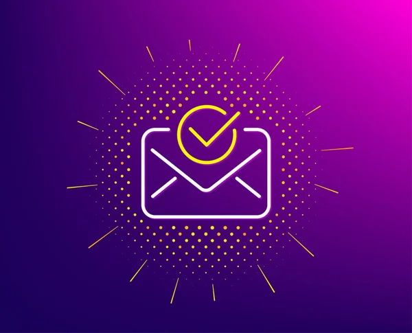 Icono de línea de correo aprobado. Signo aceptado o confirmado. Vector — Vector de stock