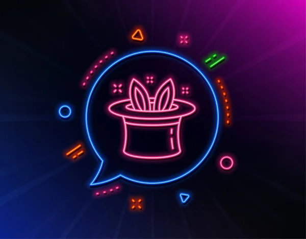 Hat-trick line icon. Magic tricks with hat and rabbit sign. Vect