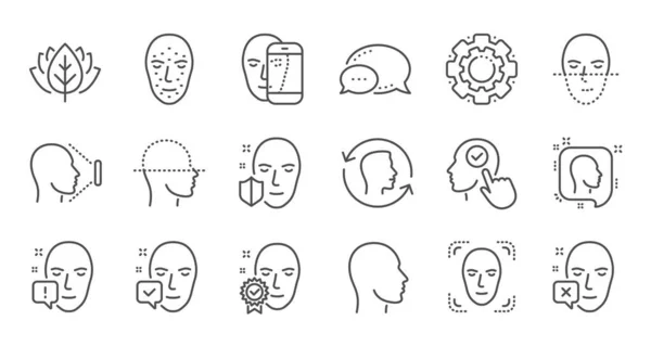 Знаки распознавания линий лица. Обнаружение биометрии, Идентификация лица и спа — стоковый вектор
