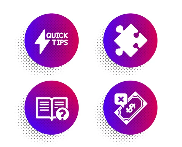 Guia Quickstart, conjunto de ícones de estratégia e ajuda. Pagamento recusado — Vetor de Stock