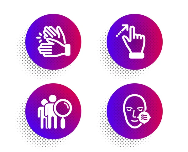 Gesto Touchscreen, Pesquisar as pessoas e Clapping mãos ícones definir . — Vetor de Stock
