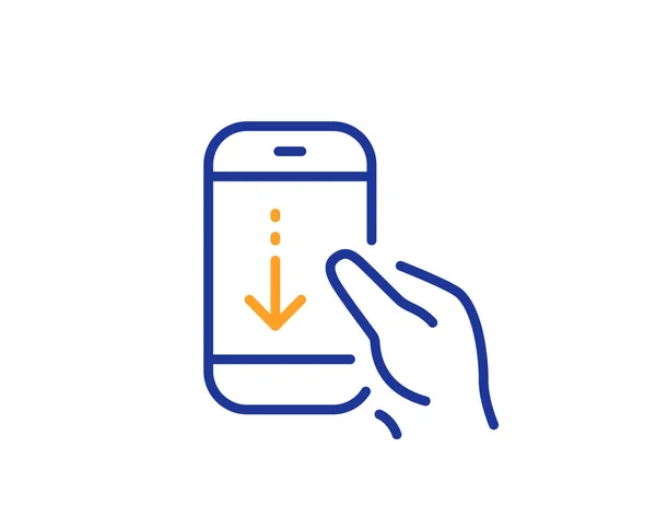 Scroll naar beneden telefoonlijn pictogram. Scrollen scherm teken. Veeg bladzijde weg.. — Stockvector
