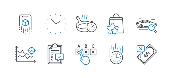Set van Business iconen, zoals Braadpan, Zoekauto, Augmented — Stockvector