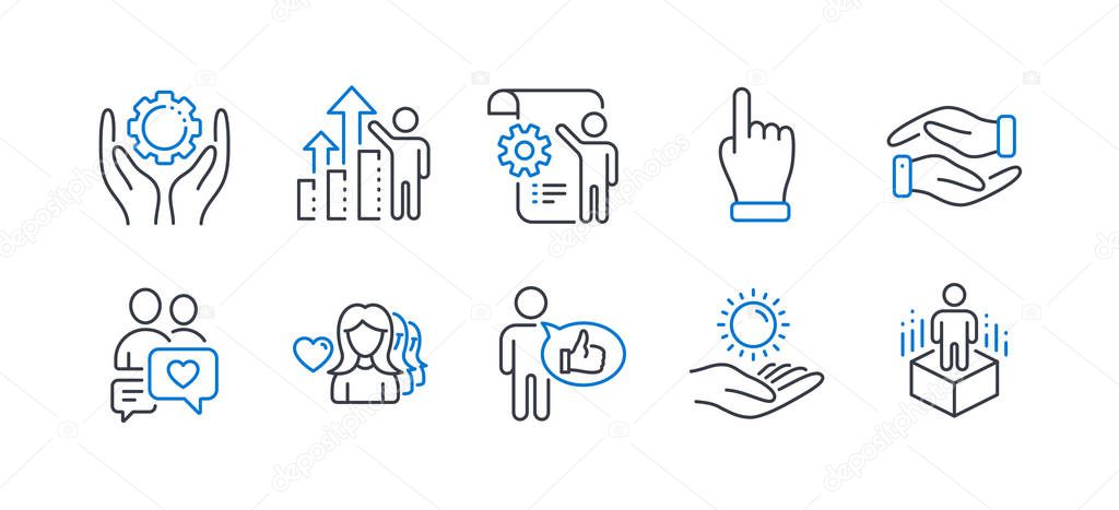 Set of People icons, such as Like, Employee results, Woman love.