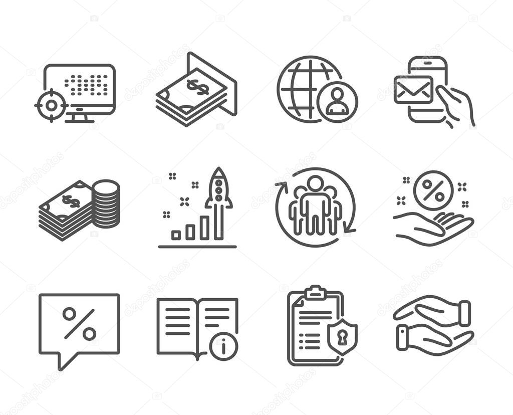 Set of Business icons, such as Messenger mail, Helping hand, Seo