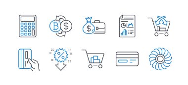 Maaş, Hesap Makinesi, Bitcoin exchan gibi Finans simgeleri kümesi