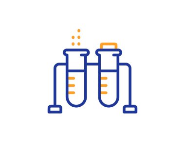 Kimya deney şişesi çizgisi simgesi. Laboratuvar matarası işareti. Analiz et. Sebze