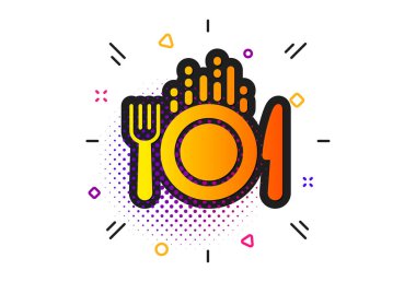 Yemek simgesi. Çatal bıçak takımı işareti. Çatal, bıçak. Vektör
