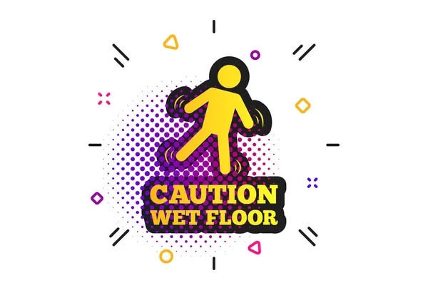 Caution wet floor icon. Human falling symbol. Vector — Stock Vector