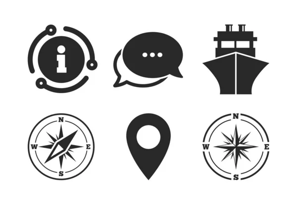 Windrose Navigation Compass, sjöfart leverans. Vektor — Stock vektor