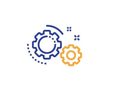 Dişliler çizgi simgesi. Takım çalışması çark işareti. Çalışma süreci. Vektör