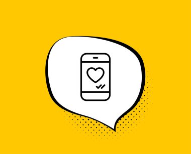 Kalp çizgisi simgesi olan telefon. Sosyal medya gibi. Vektör