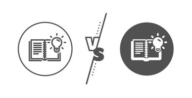 Ürün bilgi satırı simgesi. Eğitim süreci işareti. Vektör