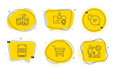 Sertifika, Ssd ve Metin mesaj simgeleri ayarlandı. Arena, pazar satışı. 