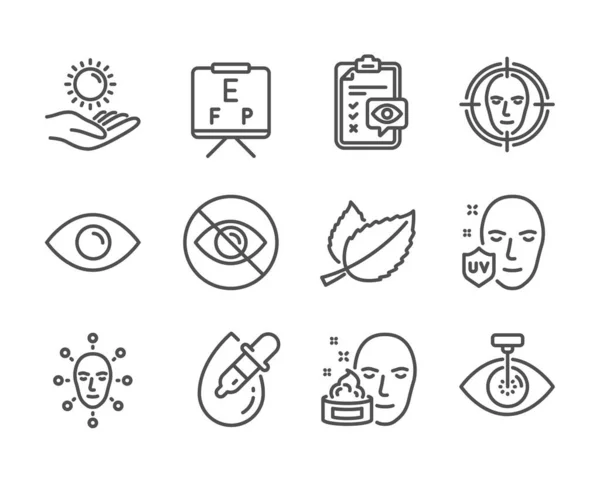 Uppsättning medicinska ikoner, såsom ansiktskräm, öga, inte tittar. Avdelning — Stock vektor