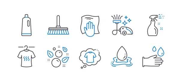 Ensemble d'icônes de nettoyage, telles que t-shirt sec, chiffon de lavage, T-shi — Image vectorielle