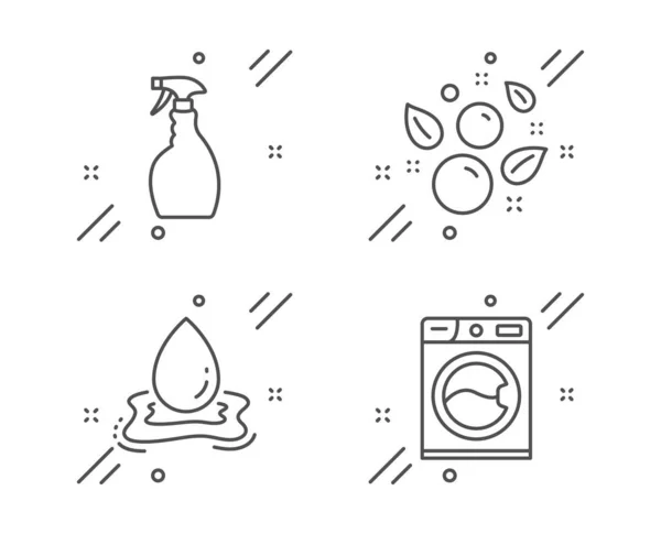 Blasen reinigen, Sprüh- und Wasserspritzsymbole setzen. Waschmaschine — Stockvektor